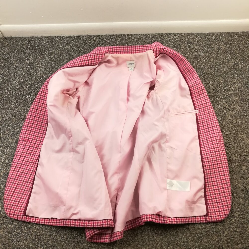 J. Crew Pink Houndstooth Skirt Suit Set - Picture 5 of 16